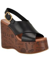 Guess - Yarisel Logo-embossed Round Toe Wedge Sandals - Lyst