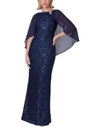 Jessica Howard - Chiffon Capelet Lace Gown - Lyst