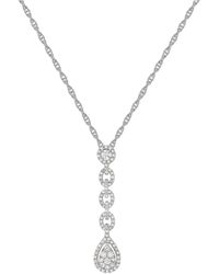 Macy's Diamond Teardrop Cluster 18" Lariat Necklace (1/2 Ct. T.w.) In 14k White Gold