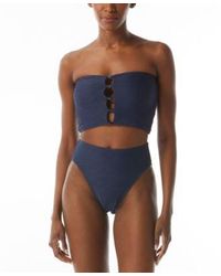 Carmen Marc Valvo - Textured Bandeau Bikini Crop Top Bottoms - Lyst
