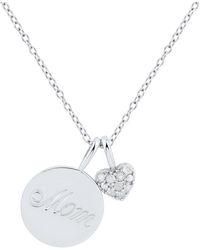Macy's - Diamond Heart & Mom Disc Charm Pendant Necklace (1/10 Ct. T.w. - Lyst