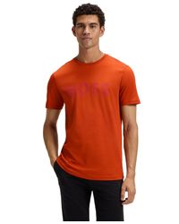 BOSS - Boss By Cotton-jersey Rubber-print Logo T-shirt - Lyst