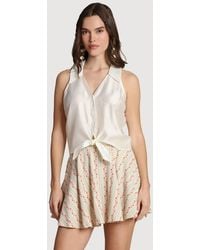 Avec Les Filles - Sleeveless Button-front Collared Top - Lyst