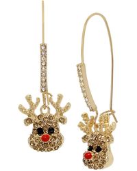 Betsey Johnson - Faux Stone Reindeer Dangle Earrings - Lyst