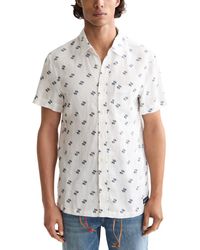 Scotch & Soda - Printed Short Sleeve Linen Button-front Shirt - Lyst