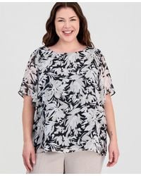 Kasper - Plus Size Flutter-sleeve Boat-neck Top - Lyst