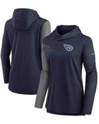 Nike - Navy And Heathered Charcoal Tennessee Titans Chevron Hoodie Performance Long Sleeve T-shirt - Lyst