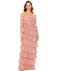 Betsy & Adam - Layered Ruffle Halter Gown - Lyst