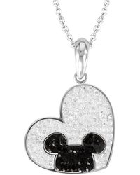 Disney - Mickey Mouse Stainless Steel Crystal Heart Necklace - Lyst