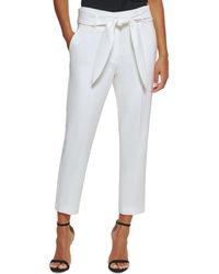 DKNY - Petite High-rise Tie-front Cropped Ankle Pants - Lyst