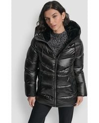 DKNY - Shine Hooded Puffer Coat - Lyst