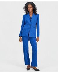 Kasper - Collarless One Button Jacket Printed Cowl Neck Cap Sleeve Top Textured High Rise Straight Leg Trousers Regular Petite - Lyst