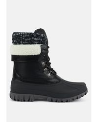 LONDON RAG - Delphine Knitted Collar Lace Up Boots - Lyst