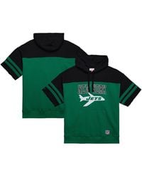 Mitchell & Ness - Kelly-green New York Jets Off Field Vintage-like Logo Short Sleeve Pullover Hoodie - Lyst