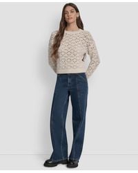 DKNY - Pointelle Long Sleeve Sweater - Lyst