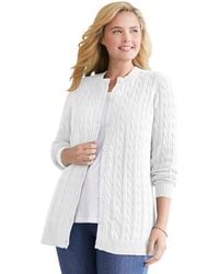Woman Within - Plus Size Within Cotton Cable Knit Cardigan Sweater - Lyst