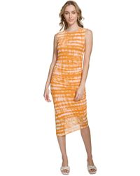 Calvin Klein - Sleeveless Tie-dye Mesh Dress - Lyst