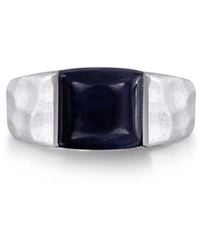 LuvMyJewelry - Blue Pieter Site Gemstone Hammered Texture Sterling Silver Men Signet Ring - Lyst