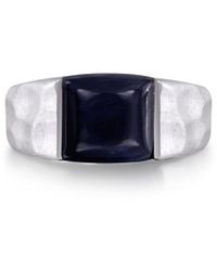 LuvMyJewelry - Blue Pieter Site Gemstone Hammered Texture Sterling Silver Men Signet Ring - Lyst