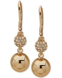 Karl Lagerfeld - Gold-tone Crystal Double Drop Earrings - Lyst