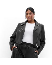 City Chic - Amira Faux Leather Jacket - Lyst