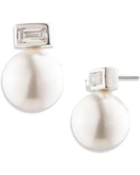 Ralph Lauren - Cubic Zirconia And Imitation Pearl Sterling Silver Stud Earrings - Lyst