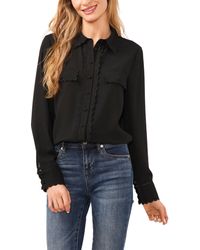 Cece - Long Sleeve Scalloped Button Down Blouse - Lyst