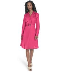 Calvin Klein - V-neck Long-sleeve A-line Dress - Lyst