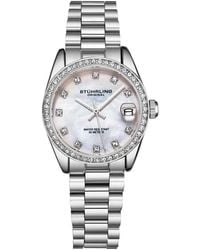 Stuhrling - Lineage 3936.1 S Quartz Watch 31mm Stainless Steel Silver Bracelet White Mother-of-pearl Dial Crystal Bezel - Lyst