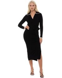 Alexia Admor - Tatiana Fully Knit Collar Surplice Midi Dress - Lyst