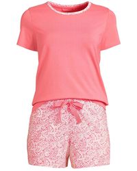 Lands' End - Knit Pajama Short Set Short Sleeve T-shirt And Shorts - Lyst