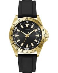 Guess - Gold-tone Stainles Steel Silicone Analog Watch - Lyst