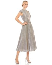 Mac Duggal - Ieena Metallic Cap Sleeve Tea-length Dress - Lyst