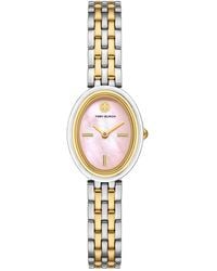 Tory Burch - The Oval Two-tone Stainless Steel Bracelet Watch 28mm - Lyst
