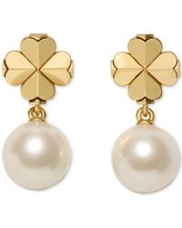 Kate Spade - Imitation Pearl And Cubic Zirconia Flower Drop Earrings - Lyst