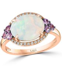 Lali Jewels Multi-gemstone (2 Ct. T.w.) & Diamond (1/10 Ct. T.w.) Ring In 14k Rose Gold - Multicolor