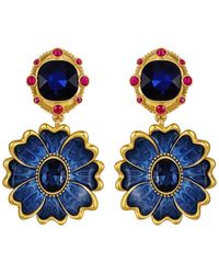 Guess - Glass Stone -tone Floral Clip-on Drop Earrings - Lyst
