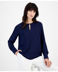 Anne Klein - Long-sleeve Cut-out Blouse - Lyst