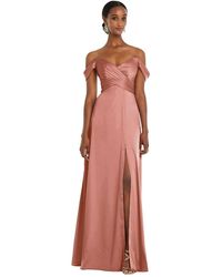 Dessy Collection - Off-the-shoulder Flounce Sleeve Empire Waist Gown - Lyst
