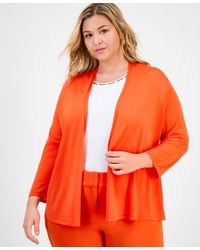 Kasper - Plus Size 3/4-sleeve Open-front Cardigan - Lyst