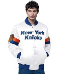 Starter - White New York Knicks Triple Option Varsity Full-snap Satin Jacket - Lyst