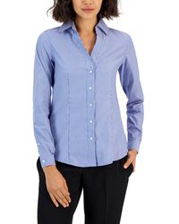 Jones New York - Striped Easy Care Button Up Long Sleeve Blouse - Lyst