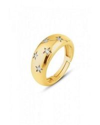 Spero London - Celestial Star Sterling Silver Dome Ring With Stones - Lyst