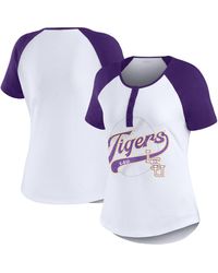WEAR by Erin Andrews - Distressed Lsu Tigers Baseball Logo Raglan Henley T-shirt - Lyst