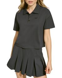 DKNY - Sport Tech Pique Short-sleeve Cropped Polo Shirt - Lyst