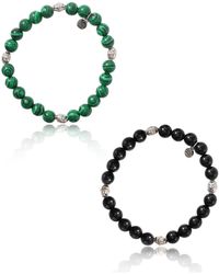 Lucky Brand - Black And Green Beaded Stretch Bracelets - Lyst