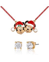 Disney - Mickey & Minnie Santa Necklace & Stud Earrings Set - Lyst