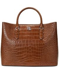 Ralph Lauren - Marcy Large Embossed Leather Satchel Bag - Lyst
