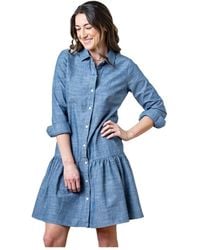 Hope & Henry - Organic Chambray Long Sleeve Drop Waist Shirt Dress - Lyst