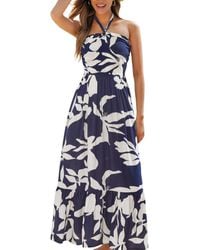 CUPSHE - Halter Floral Print Maxi Beach Dress - Lyst